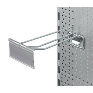 Gancho doble para panel perforado con placa de bloqueo y funda colgante portaprecio