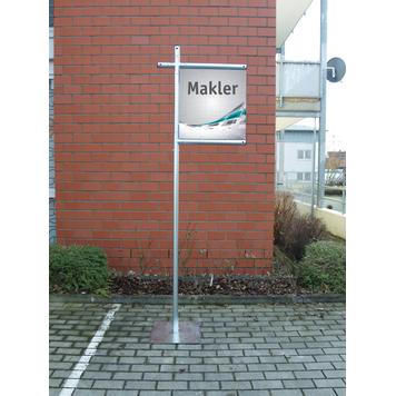 Sistema de montaje de marco publicitario por inserción «Makler», de acero