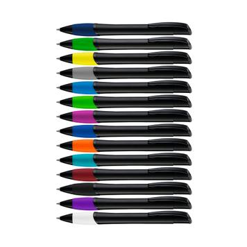 Bolígrafo retráctil de metal «Opera M», negro con zona de sujeción de color