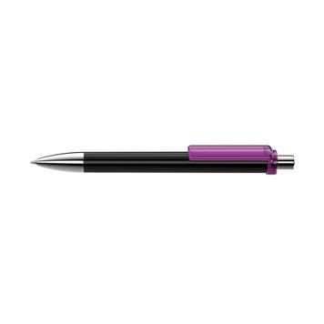 Bolígrafo retráctil «Fashion», en negro o blanco, con clip de color