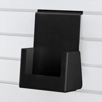Soporte para folletos Black para panel de lamas FlexiSlot®, de acero