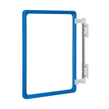 Portarrótulos promocional para marcos DIN A4 en travesaños y paneles de acero, opcionalmente disponible con marcos de colores