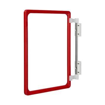 Portarrótulos promocional para marcos DIN A4 en travesaños y paneles de acero, opcionalmente disponible con marcos de colores
