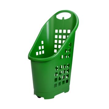 Cesta Flexicart® de plástico, 64 litros, verde, con ruedas