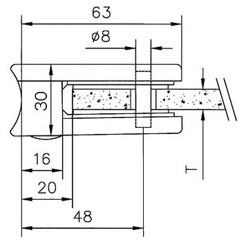 Pinza para cristal para montaje en tubos de 48,3 - 50,8 mm ø / 6, 8 y 10 mm