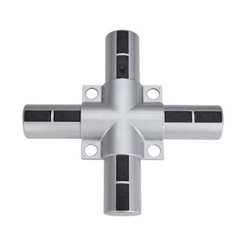 «Conector en cruz- plástico» para sistema de montaje de marco publicitario por inserción Aluminium