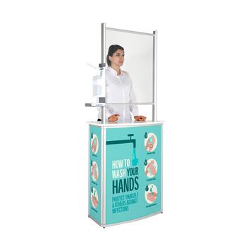 Mostrador de ofertas «Convex» con pantalla higiénica