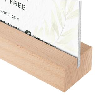 Portacartel de metacrilato con base de madera «Buche» en formatos DIN
